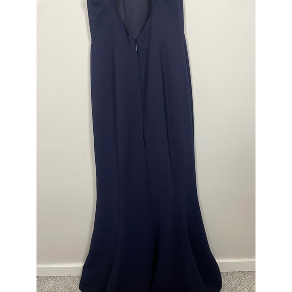 BHLDN Lennox Halter Open Back Side Slit Crepe Gown in Navy Size XXS Formal Prom - Picture 7 of 9